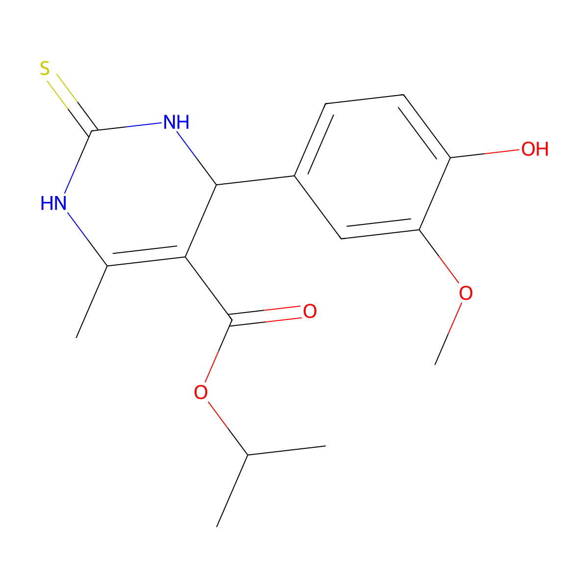 Isopropyl 4-(4-hydroxy-3-methoxyphenyl)-6-methyl-2-thioxo-1,2,3,4-tetrahydropyrimidine-5-carboxylate molecular structure, CAS 440087-16-1
