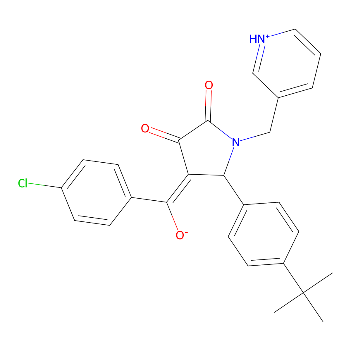 5-(4-Tert-butylphenyl)-4-[(4-chlorophenyl)-hydroxymethylidene]-1-(pyridin-3-ylmethyl)pyrrolidine-2,3-dione molecular structure, CAS 440087-25-2