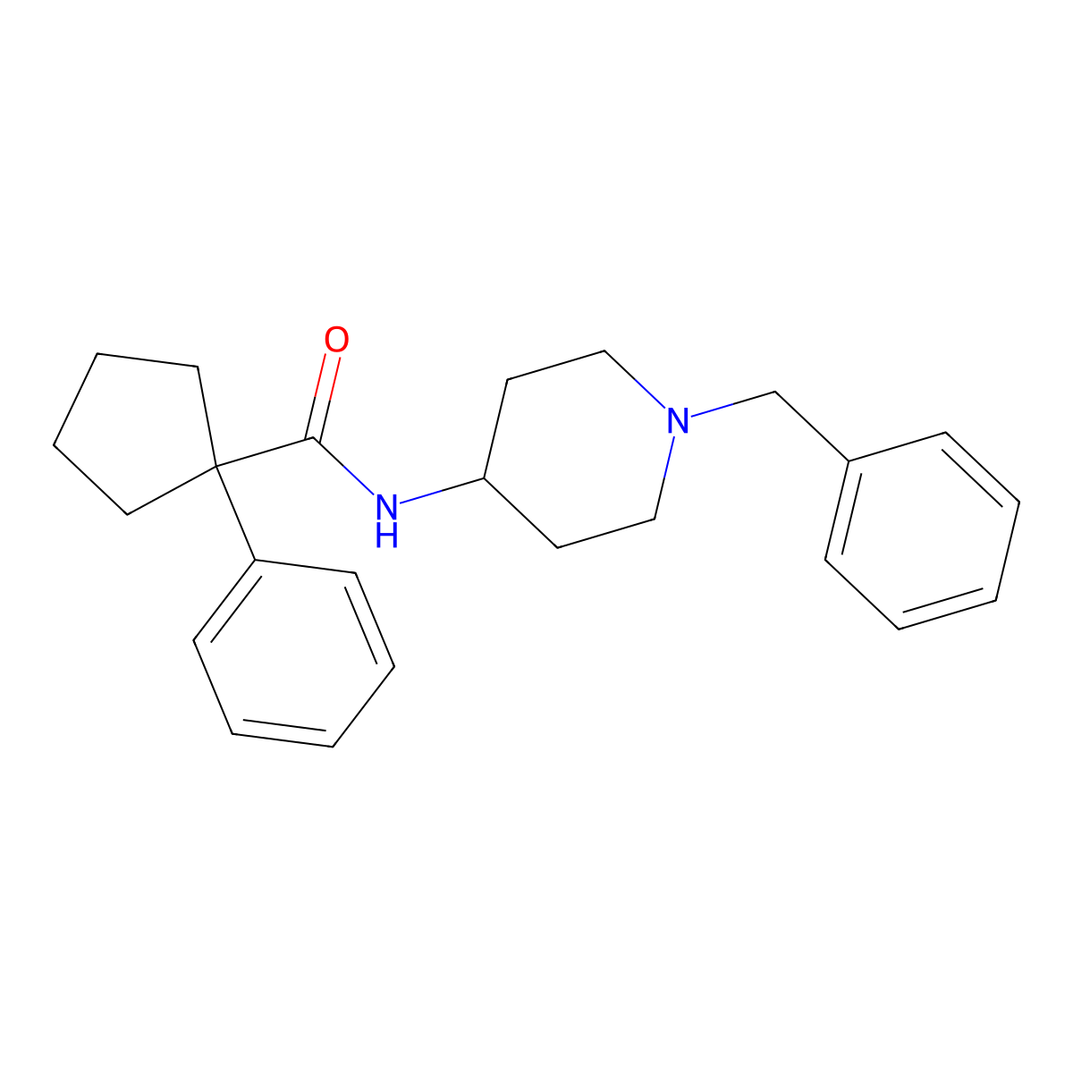 N-(1-benzylpiperidin-4-yl)-1-phenylcyclopentane-1-carboxamide molecular structure, CAS 440087-77-4
