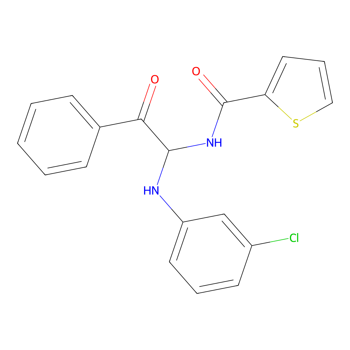 N-{1-[(3-chlorophenyl)amino]-2-oxo-2-phenylethyl}thiophene-2-carboxamide molecular structure, CAS 440088-26-6