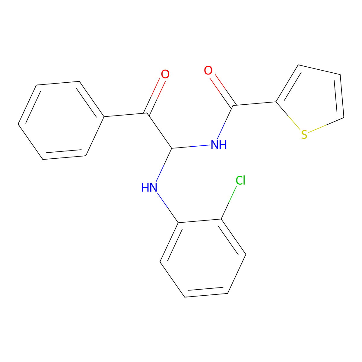 N-{1-[(2-chlorophenyl)amino]-2-oxo-2-phenylethyl}thiophene-2-carboxamide molecular structure, CAS 440088-27-7