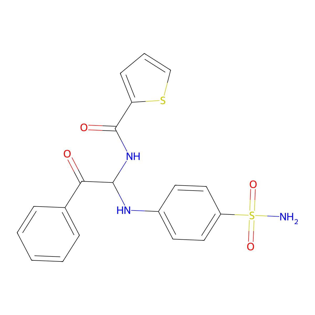 N-{2-oxo-2-phenyl-1-[(4-sulfamoylphenyl)amino]ethyl}thiophene-2-carboxamide molecular structure, CAS 440088-28-8