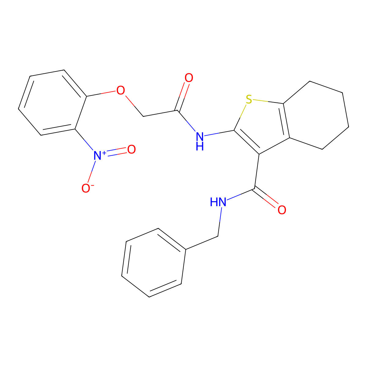 N-benzyl-2-[[2-(2-nitrophenoxy)acetyl]amino]-4,5,6,7-tetrahydro-1-benzothiophene-3-carboxamide molecular structure, CAS 440088-30-2