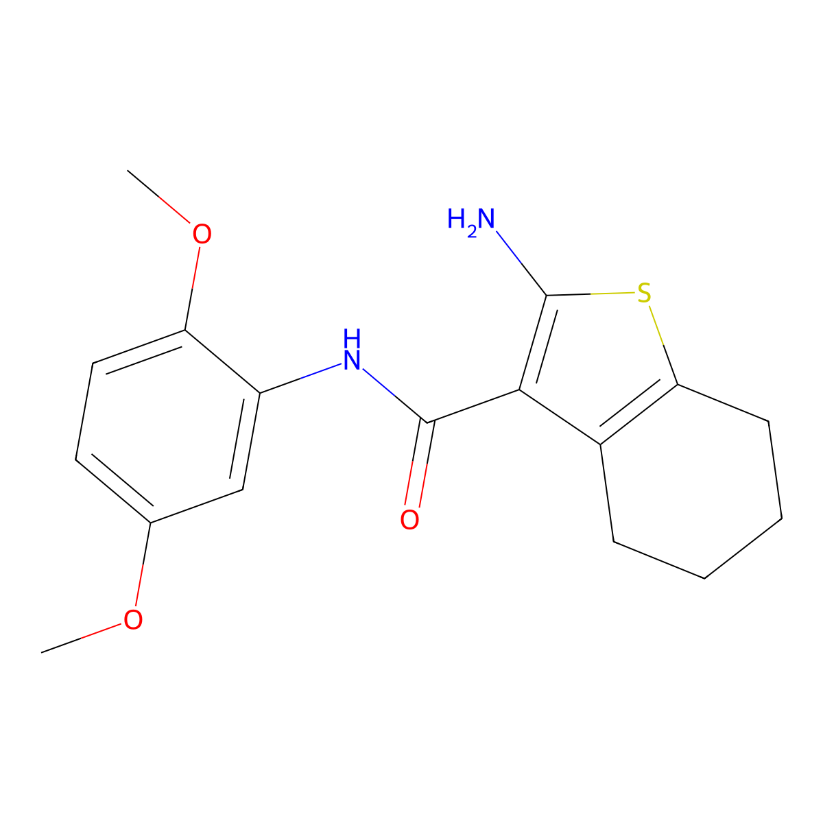 2-amino-N-(2,5-dimethoxyphenyl)-4,5,6,7-tetrahydro-1-benzothiophene-3-carboxamide molecular structure, CAS 440088-43-7