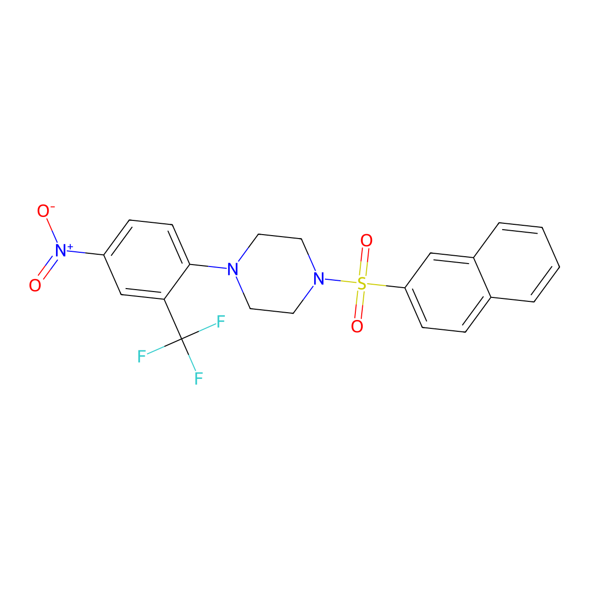 1-Naphthalen-2-ylsulfonyl-4-[4-nitro-2-(trifluoromethyl)phenyl]piperazine molecular structure, CAS 440091-14-5