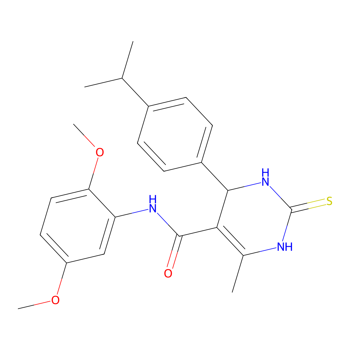 N-(2,5-dimethoxyphenyl)-6-methyl-4-[4-(propan-2-yl)phenyl]-2-sulfanylidene-1,2,3,4-tetrahydropyrimidine-5-carboxamide molecular structure, CAS 440091-39-4