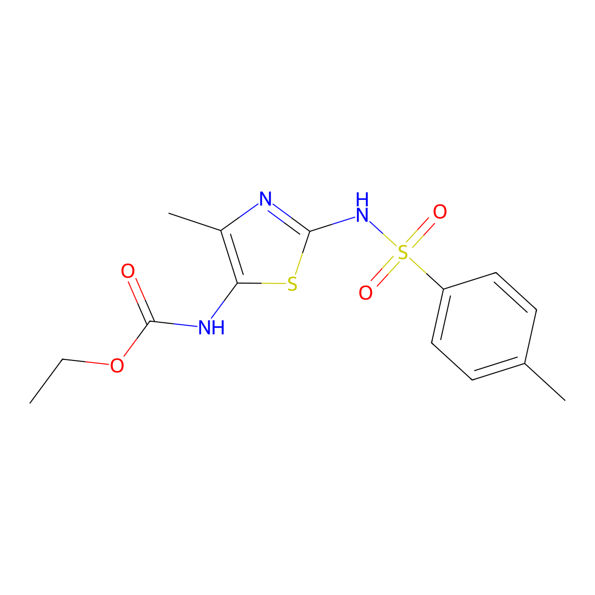 [4-Methyl-2-(toluene-4-sulfonylamino)-thiazol-5-yl]-carbamic acid ethyl ester molecular structure, CAS 440091-42-9