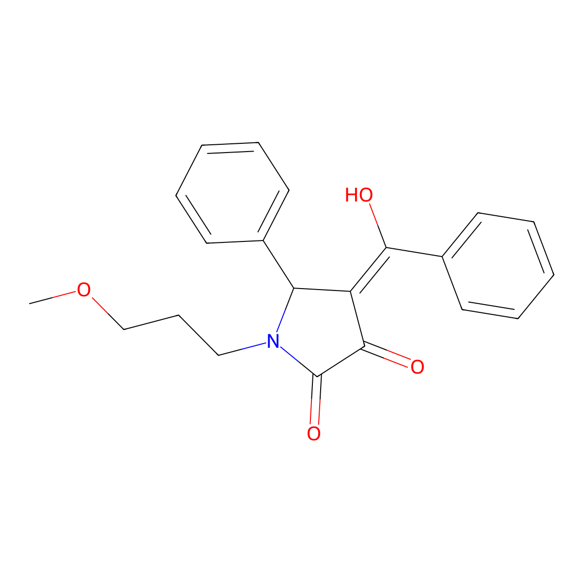 4-[Hydroxy(phenyl)methylidene]-1-(3-methoxypropyl)-5-phenylpyrrolidine-2,3-dione molecular structure, CAS 440091-87-2