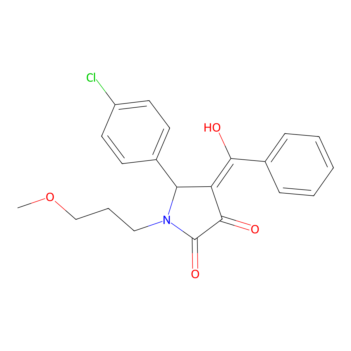 5-(4-Chlorophenyl)-4-[hydroxy(phenyl)methylidene]-1-(3-methoxypropyl)pyrrolidine-2,3-dione molecular structure, CAS 440091-91-8