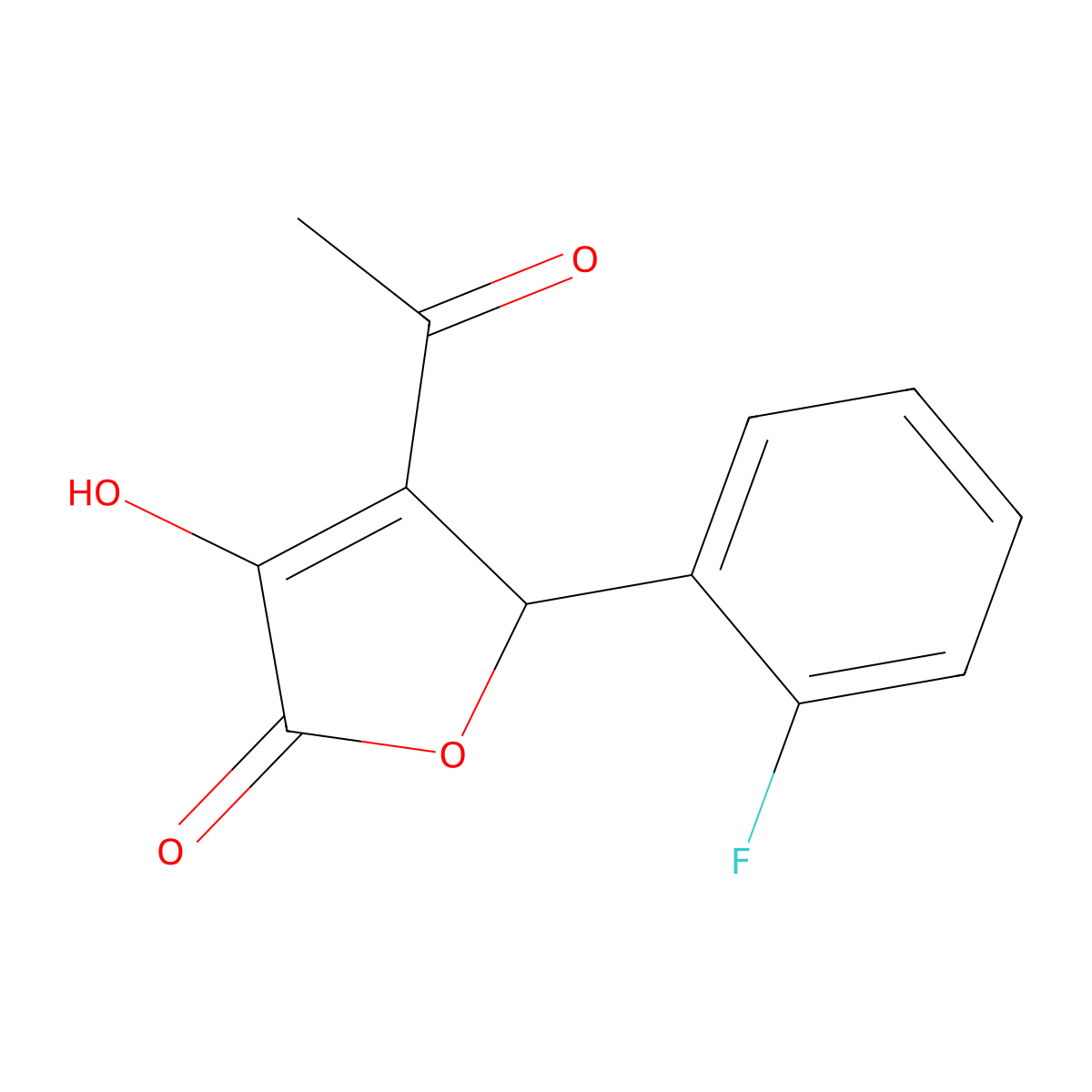 3-acetyl-2-(2-fluorophenyl)-4-hydroxy-2H-furan-5-one molecular structure, CAS 440092-11-5