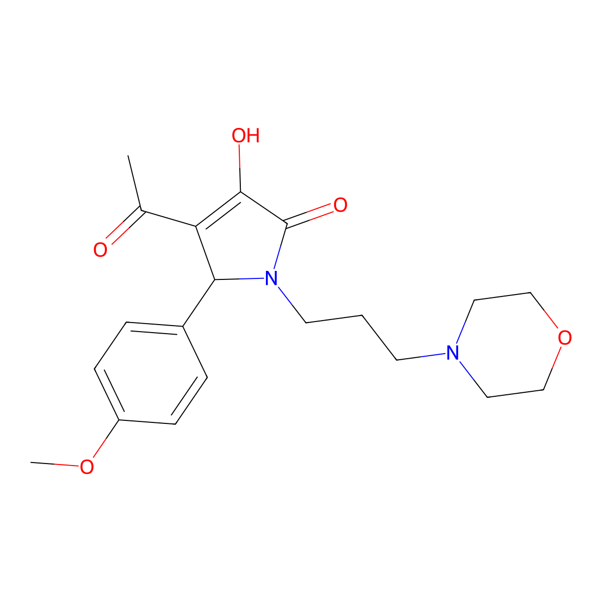 4-acetyl-3-hydroxy-5-(4-methoxyphenyl)-1-[3-(4-morpholinyl)propyl]-1,5-dihydro-2H-pyrrol-2-one molecular structure, CAS 440096-39-9