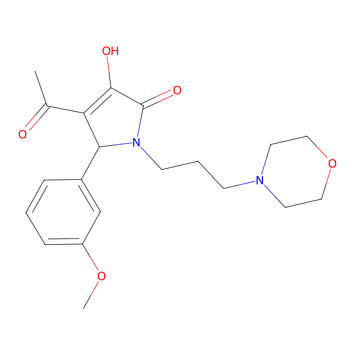 3-acetyl-4-hydroxy-2-(3-methoxyphenyl)-1-(3-morpholin-4-ylpropyl)-2H-pyrrol-5-one molecular structure, CAS 440096-40-2