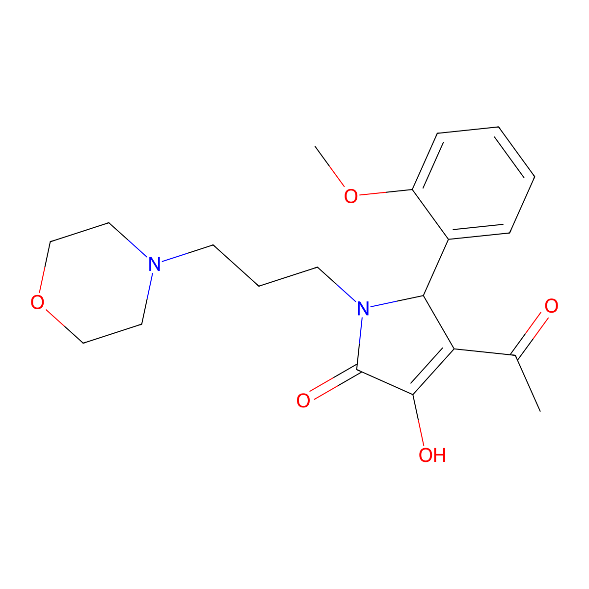 3-acetyl-4-hydroxy-2-(2-methoxyphenyl)-1-(3-morpholin-4-ylpropyl)-2H-pyrrol-5-one molecular structure, CAS 440096-41-3