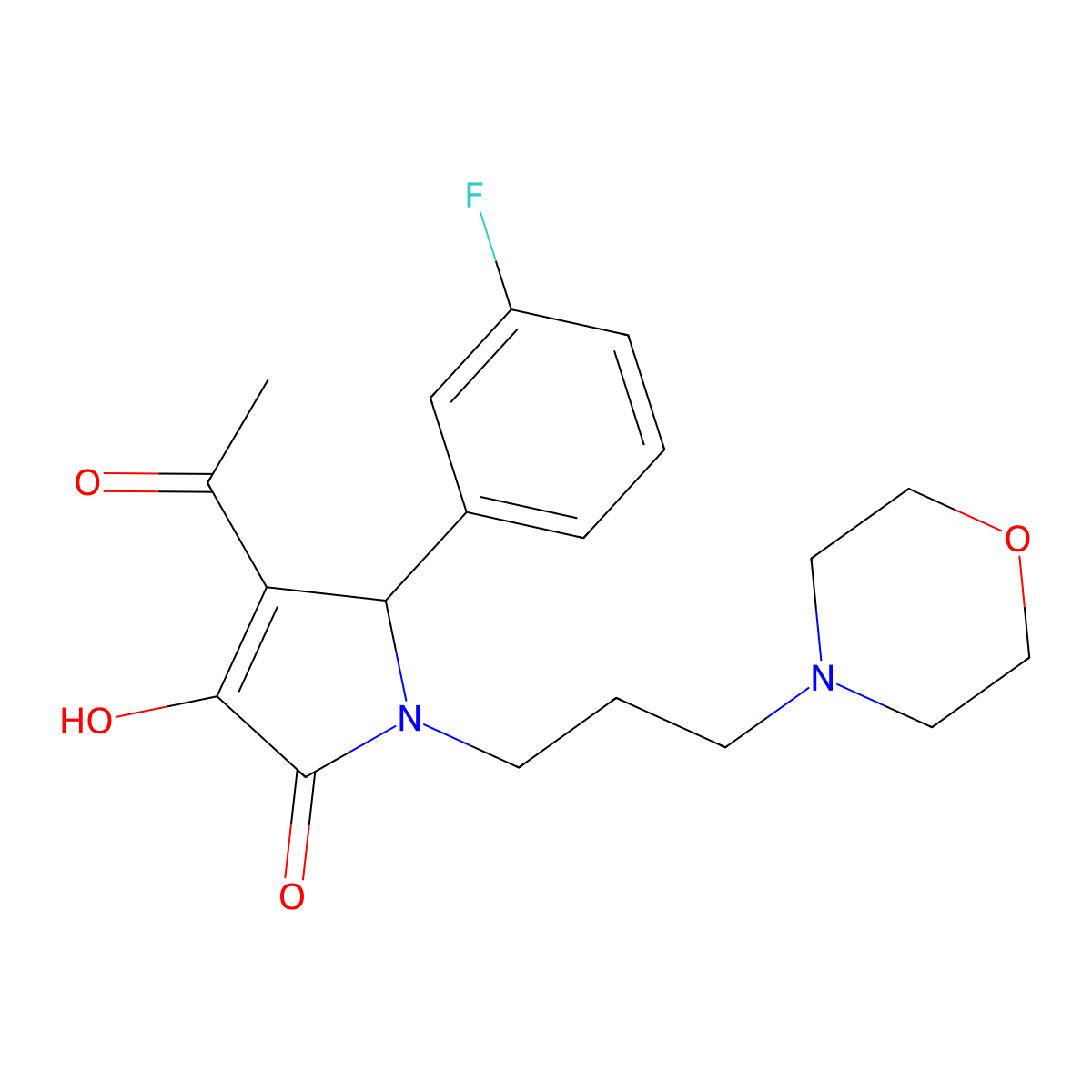 4-acetyl-5-(3-fluorophenyl)-3-hydroxy-1-(3-morpholin-4-ylpropyl)-1,5-dihydro-2H-pyrrol-2-one molecular structure, CAS 440096-43-5