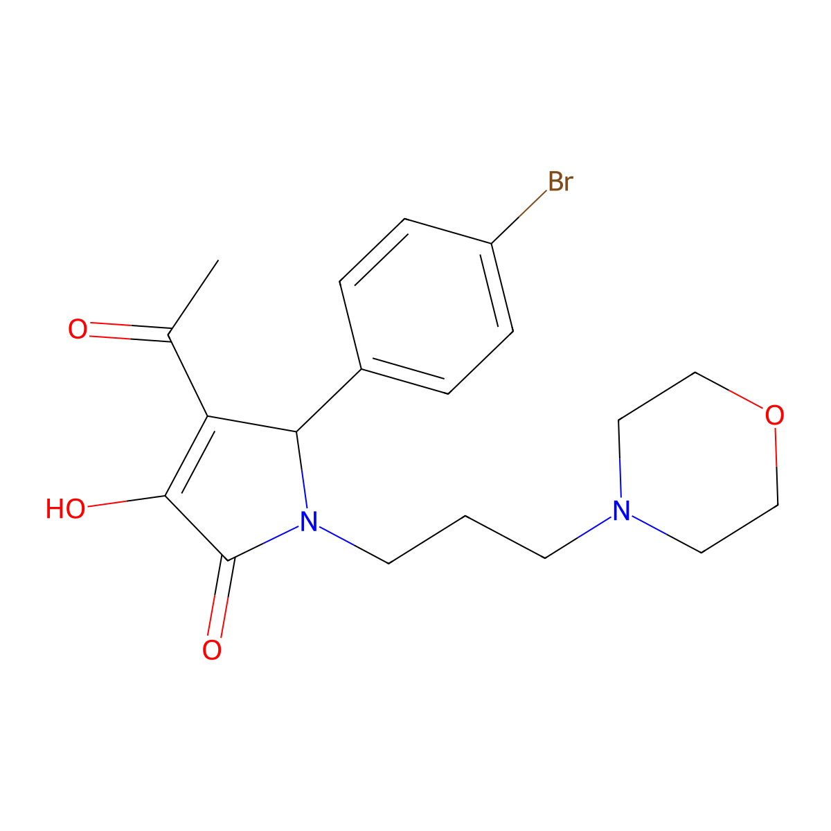 3-acetyl-2-(4-bromophenyl)-4-hydroxy-1-(3-morpholin-4-ylpropyl)-2H-pyrrol-5-one molecular structure, CAS 440096-45-7