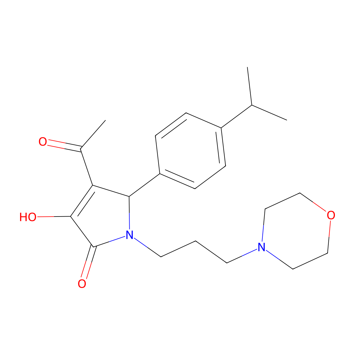3-acetyl-4-hydroxy-1-(3-morpholin-4-ylpropyl)-2-(4-propan-2-ylphenyl)-2H-pyrrol-5-one molecular structure, CAS 440096-46-8