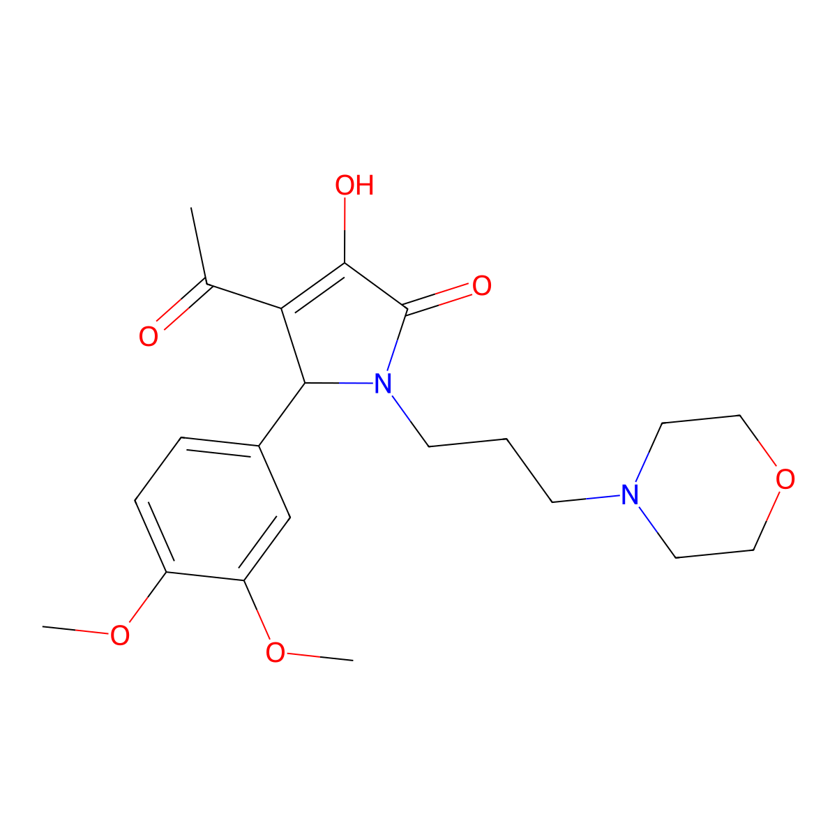 3-acetyl-2-(3,4-dimethoxyphenyl)-4-hydroxy-1-(3-morpholin-4-ylpropyl)-2H-pyrrol-5-one molecular structure, CAS 440096-47-9