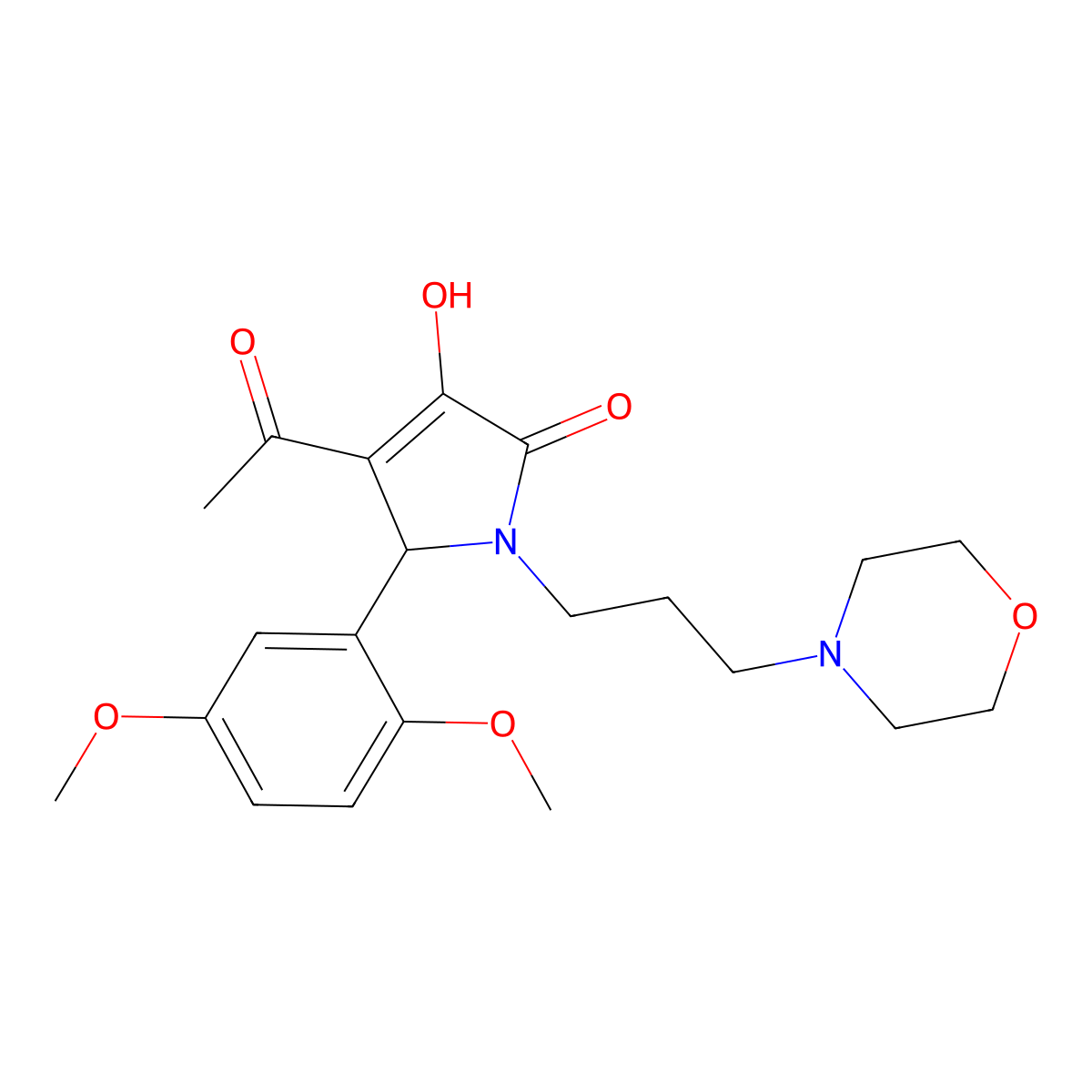 3-acetyl-2-(2,5-dimethoxyphenyl)-4-hydroxy-1-(3-morpholin-4-ylpropyl)-2H-pyrrol-5-one molecular structure, CAS 440096-48-0
