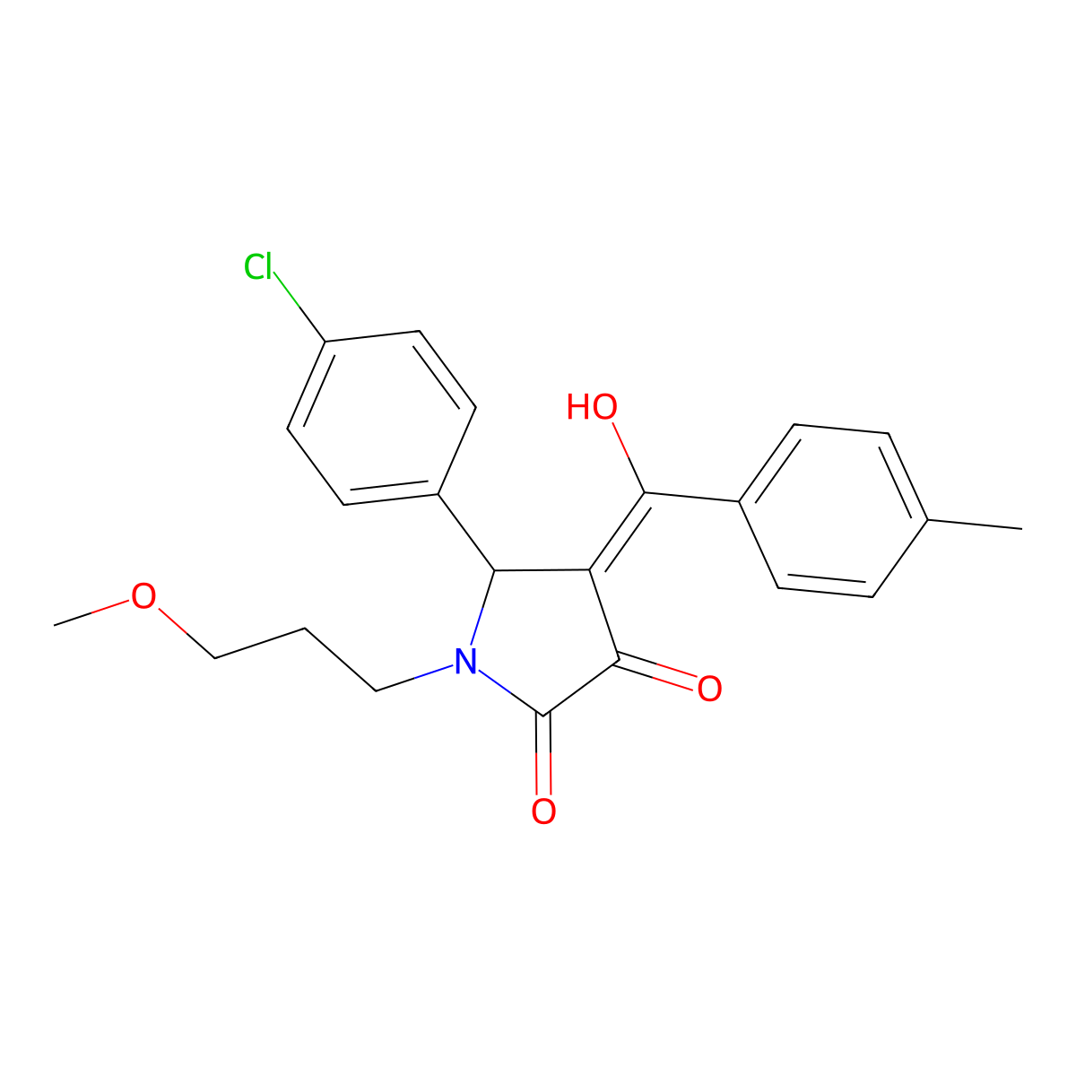 5-(4-Chlorophenyl)-4-[hydroxy-(4-methylphenyl)methylidene]-1-(3-methoxypropyl)pyrrolidine-2,3-dione molecular structure, CAS 440097-23-4