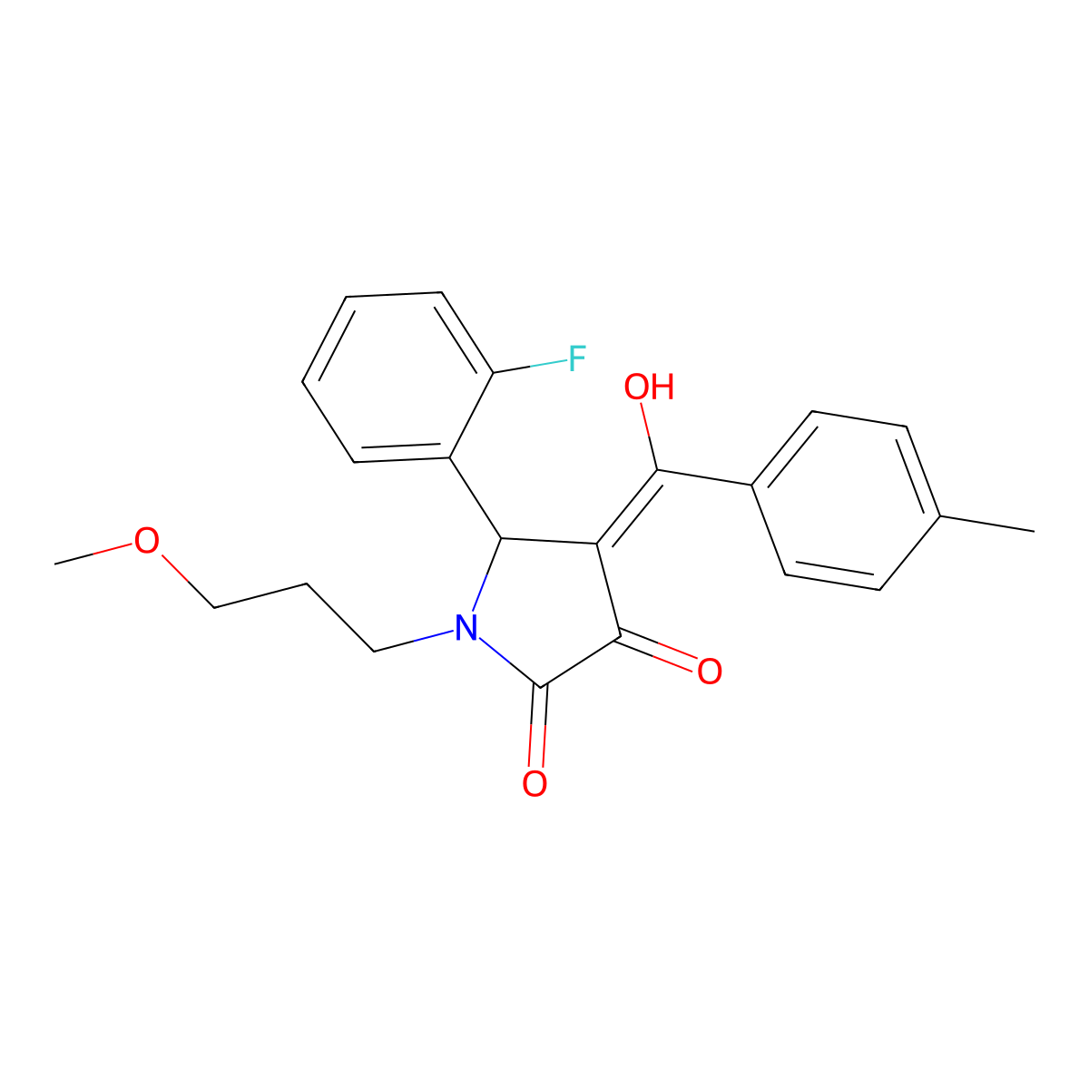 5-(2-fluorophenyl)-3-hydroxy-1-(3-methoxypropyl)-4-(4-methylbenzoyl)-2,5-dihydro-1H-pyrrol-2-one molecular structure, CAS 440097-27-8