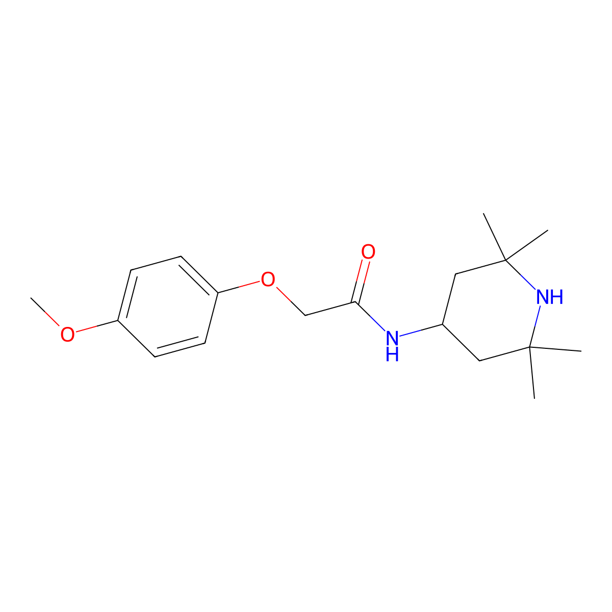 2-(4-methoxyphenoxy)-N-(2,2,6,6-tetramethylpiperidin-4-yl)acetamide molecular structure, CAS 440097-60-9