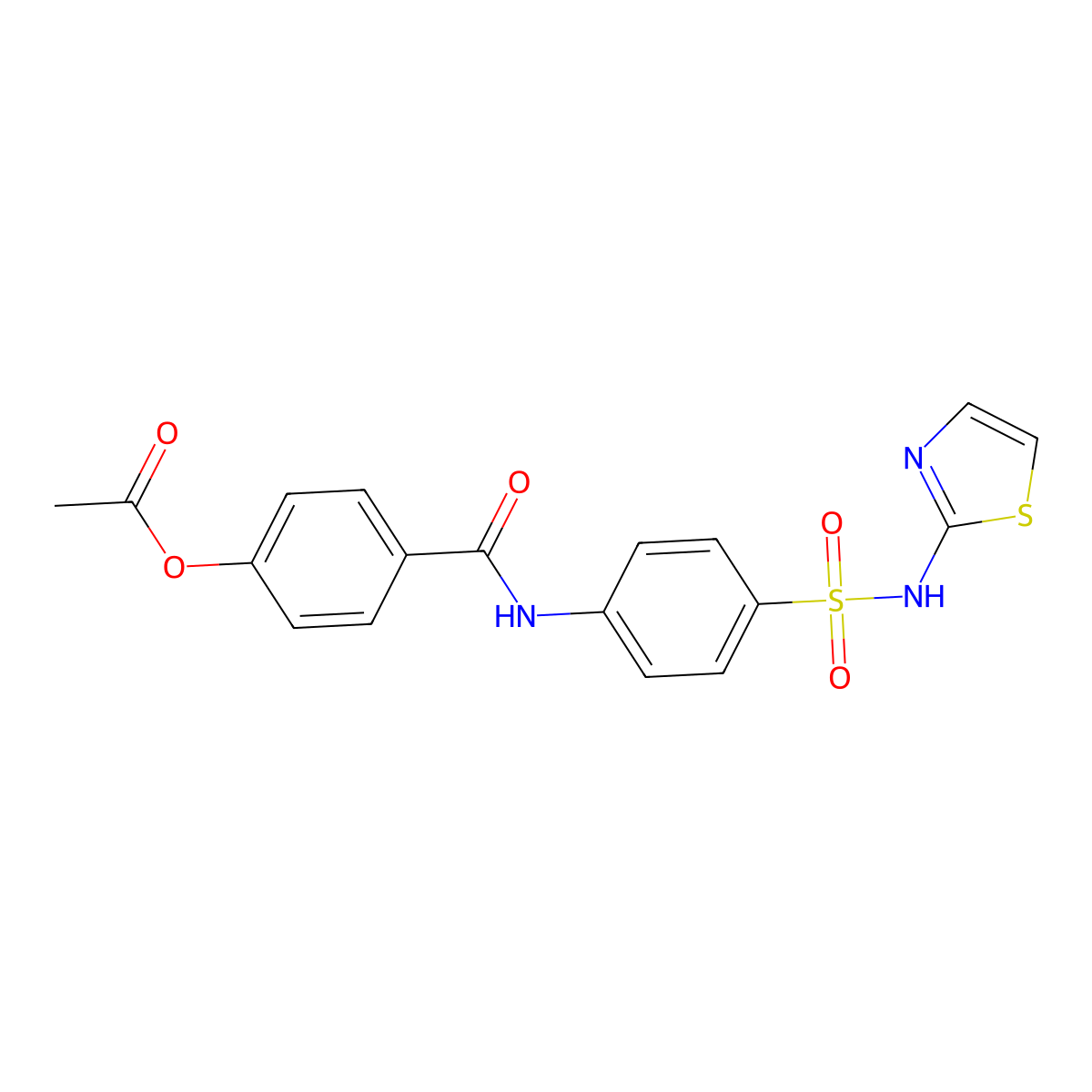 4-{[4-(1,3-Thiazol-2-ylsulfamoyl)phenyl]carbamoyl}phenyl acetate molecular structure, CAS 440097-63-2