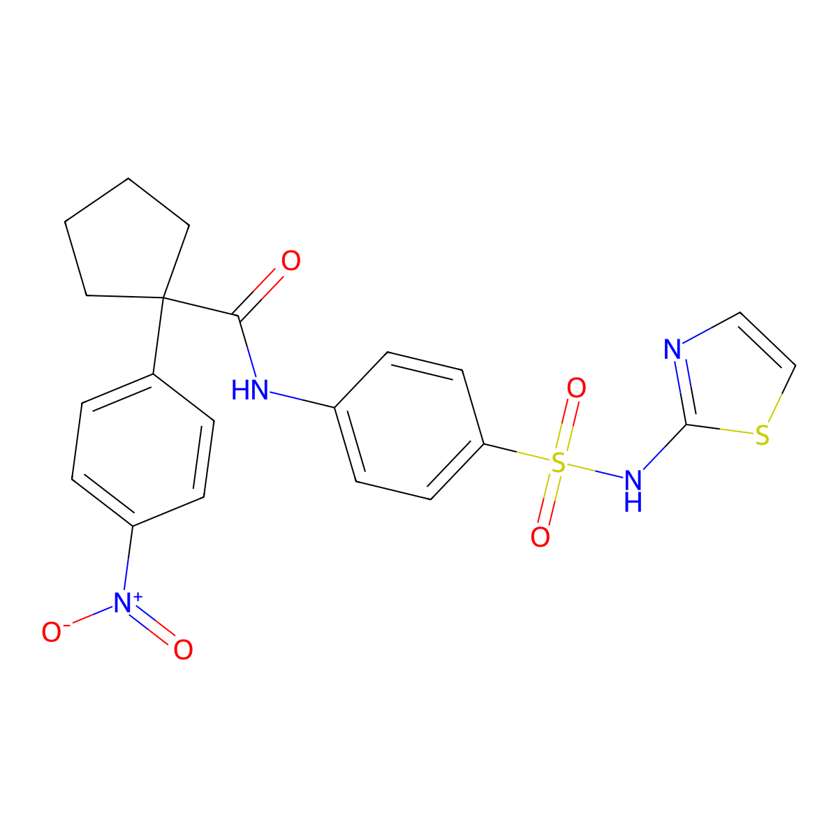 1-(4-nitrophenyl)-N-[4-(1,3-thiazol-2-ylsulfamoyl)phenyl]cyclopentanecarboxamide molecular structure, CAS 440097-65-4