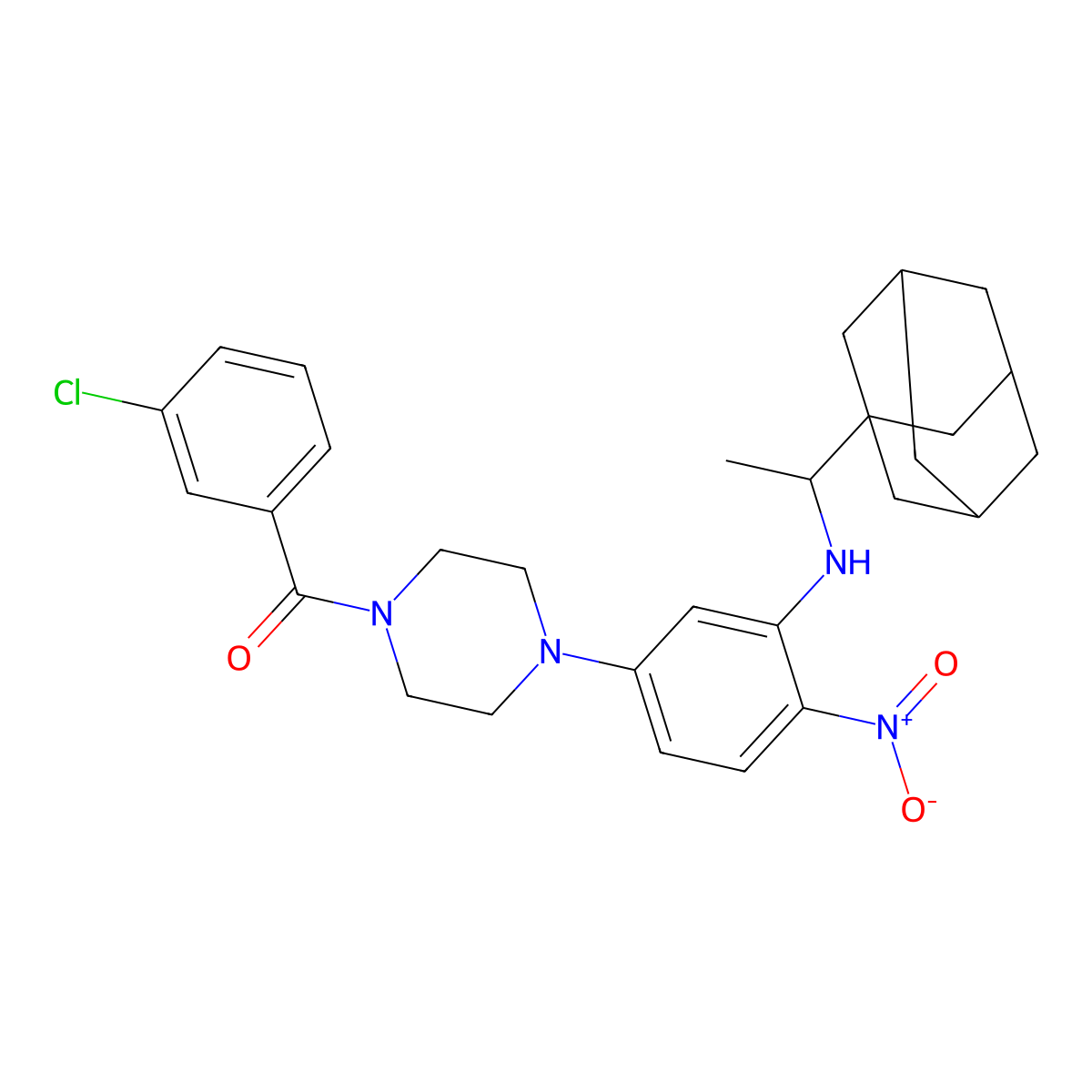 [4-[3-[1-(1-Adamantyl)ethylamino]-4-nitrophenyl]piperazin-1-yl]-(3-chlorophenyl)methanone molecular structure, CAS 440097-70-1