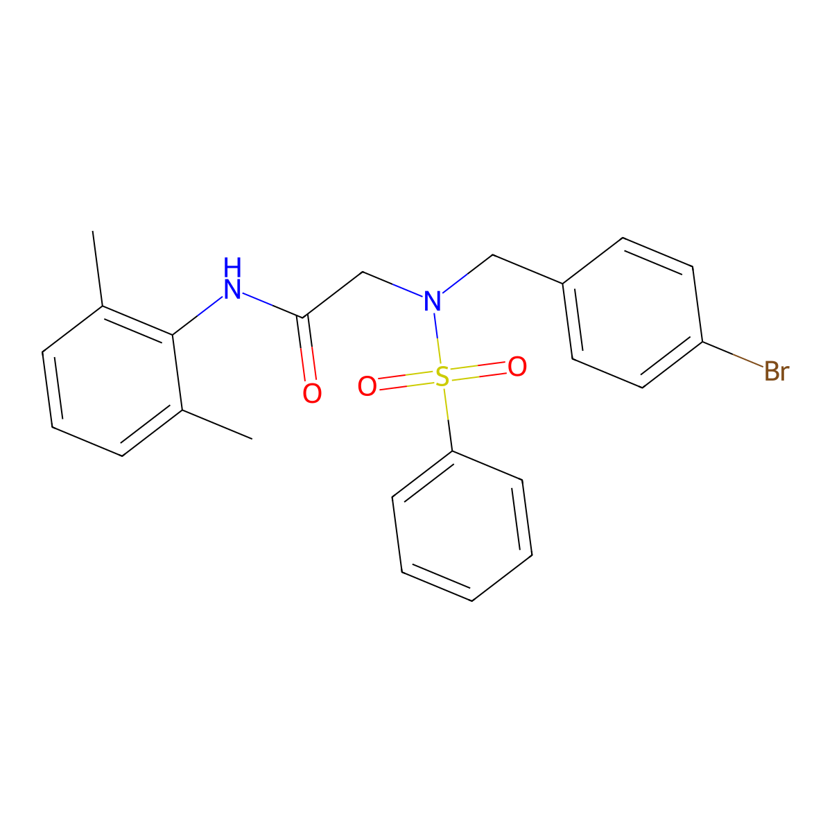 2-[benzenesulfonyl-[(4-bromophenyl)methyl]amino]-N-(2,6-dimethylphenyl)acetamide molecular structure, CAS 440098-22-6