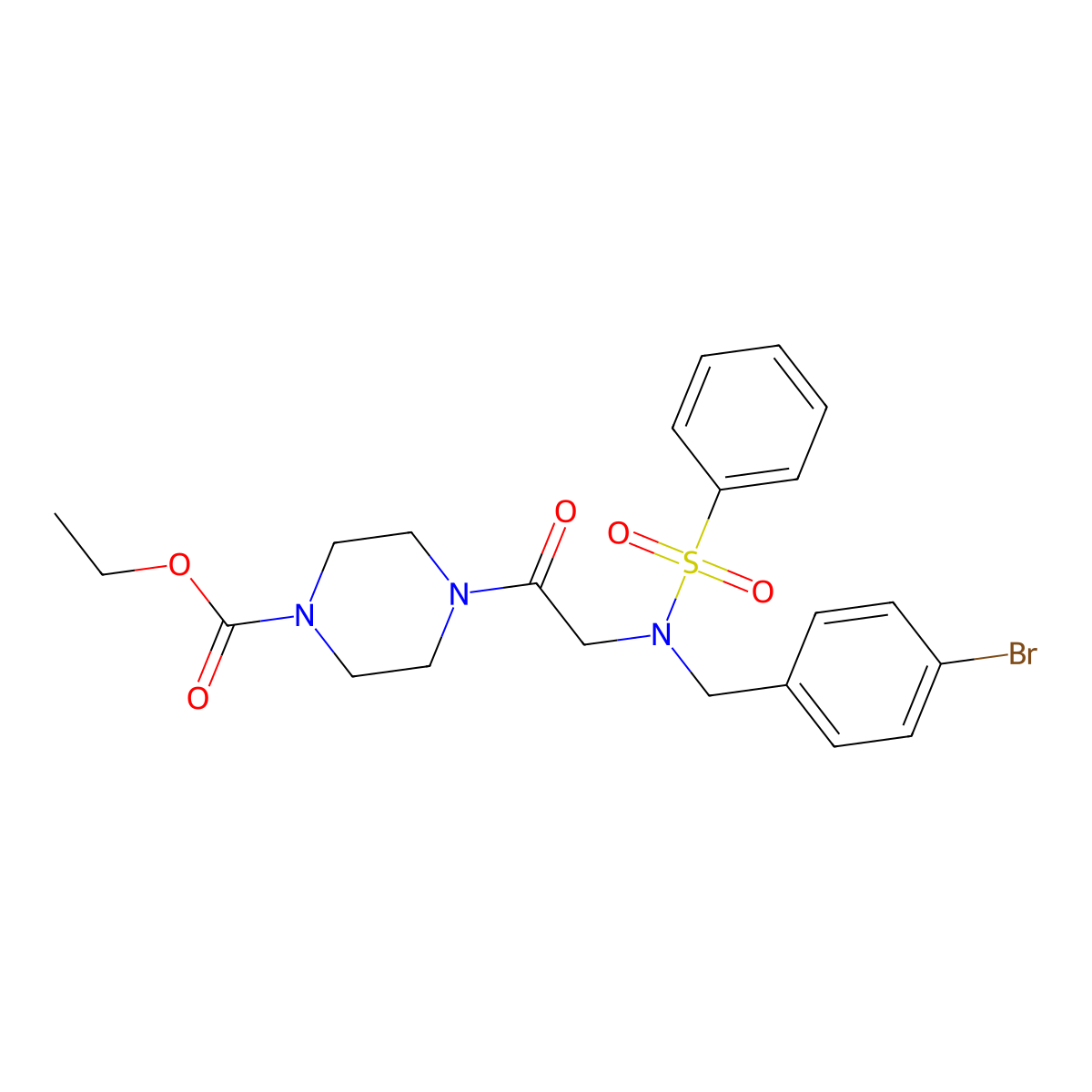 ethyl 4-[N-(4-bromobenzyl)-N-(phenylsulfonyl)glycyl]piperazine-1-carboxylate molecular structure, CAS 440098-36-2