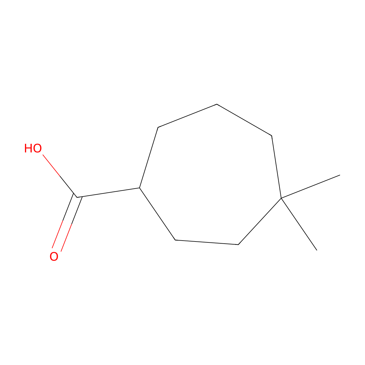 4,4-Dimethylcycloheptane-1-carboxylic acid molecular structure, CAS 4401-32-5