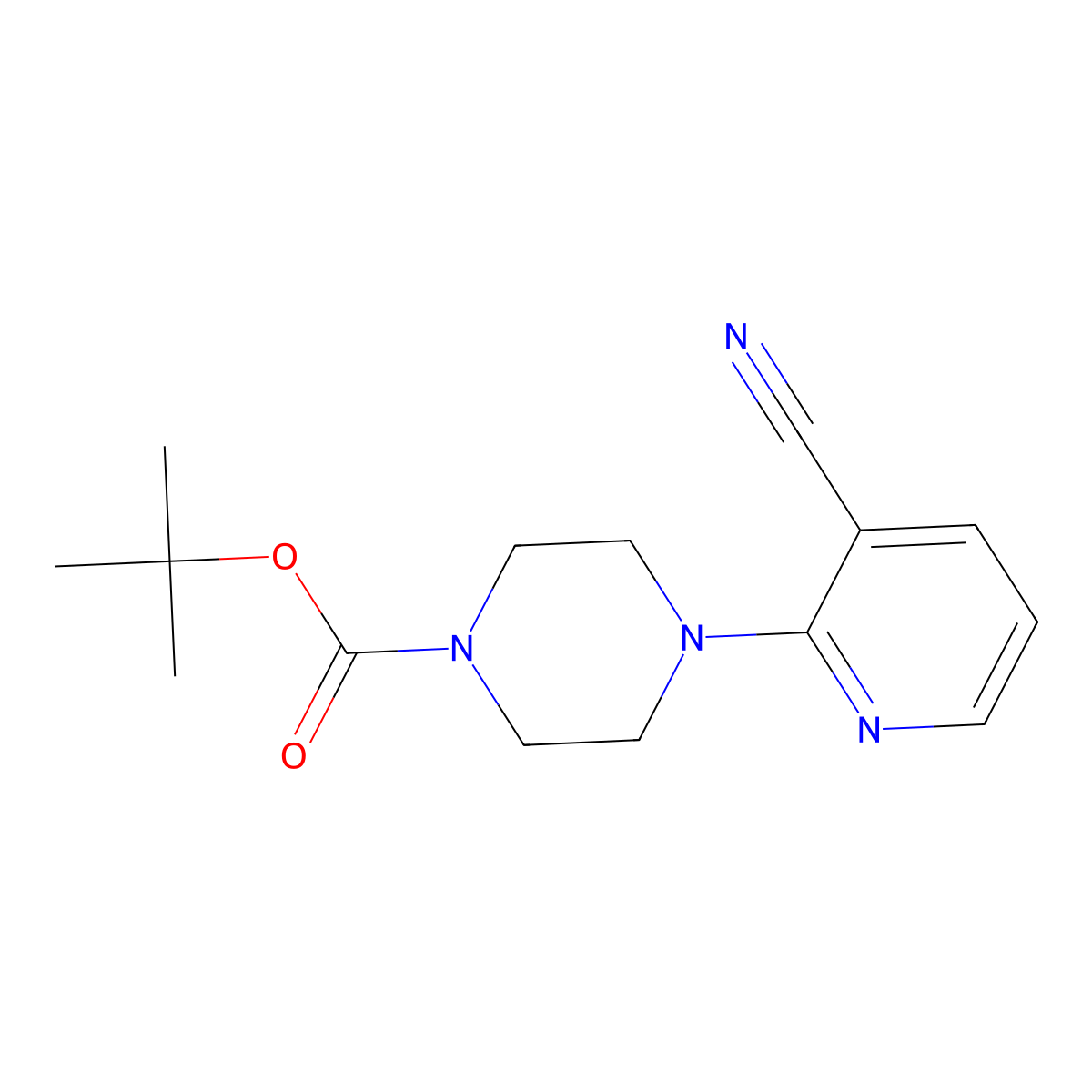 Tert-butyl 4-(3-cyanopyridin-2-yl)piperazine-1-carboxylate molecular structure, CAS 440100-15-2