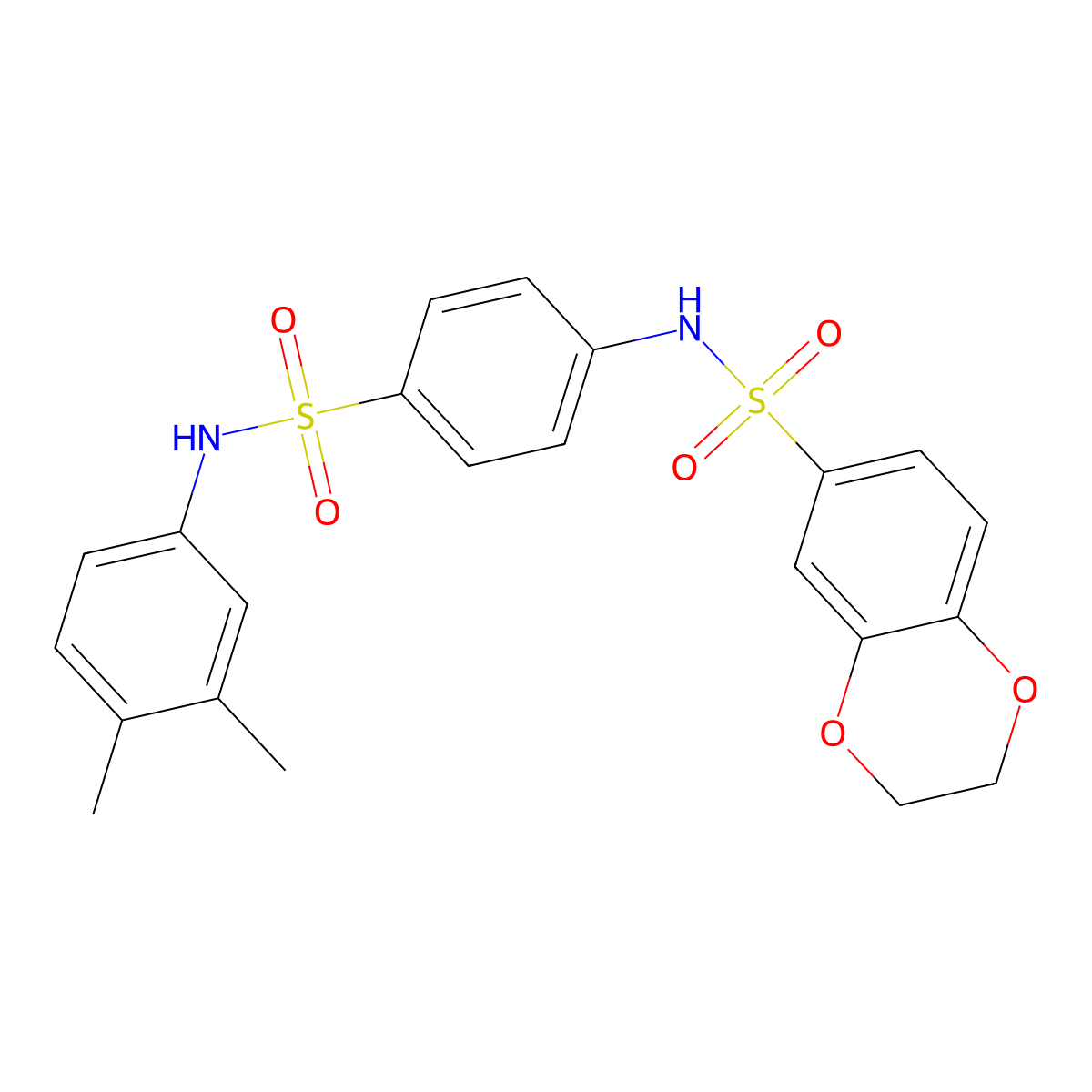 N-{4-[(3,4-dimethylphenyl)sulfamoyl]phenyl}-2,3-dihydro-1,4-benzodioxine-6-sulfonamide molecular structure, CAS 440108-05-4
