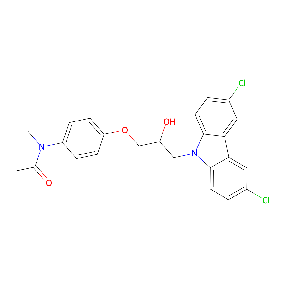 N-[4-[3-(3,6-dichlorocarbazol-9-yl)-2-hydroxypropoxy]phenyl]-N-methylacetamide molecular structure, CAS 440109-17-1