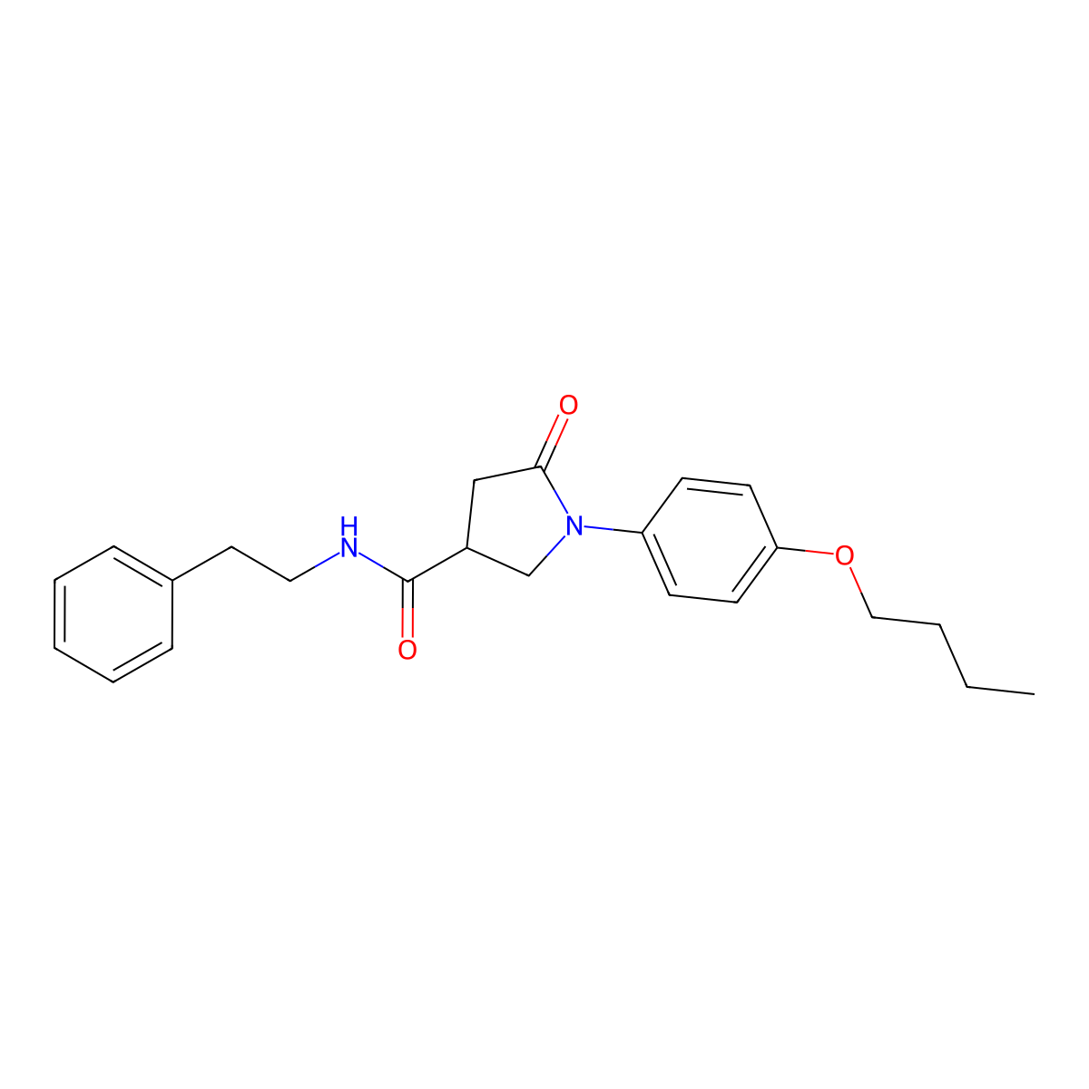 1-(4-butoxyphenyl)-5-oxo-N-(2-phenylethyl)pyrrolidine-3-carboxamide molecular structure, CAS 440109-29-5