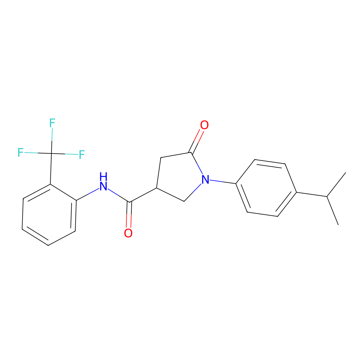 5-oxo-1-(4-propan-2-ylphenyl)-N-[2-(trifluoromethyl)phenyl]pyrrolidine-3-carboxamide molecular structure, CAS 440109-36-4