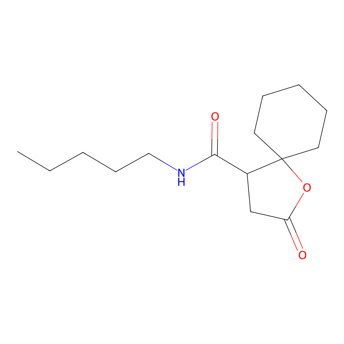 2-oxo-N-pentyl-1-oxaspiro[4.5]decane-4-carboxamide molecular structure, CAS 440109-78-4