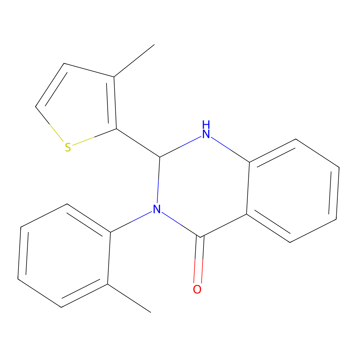 2-(3-Methylthiophen-2-yl)-3-(o-tolyl)-2,3-dihydroquinazolin-4(1H)-one molecular structure, CAS 440111-61-5