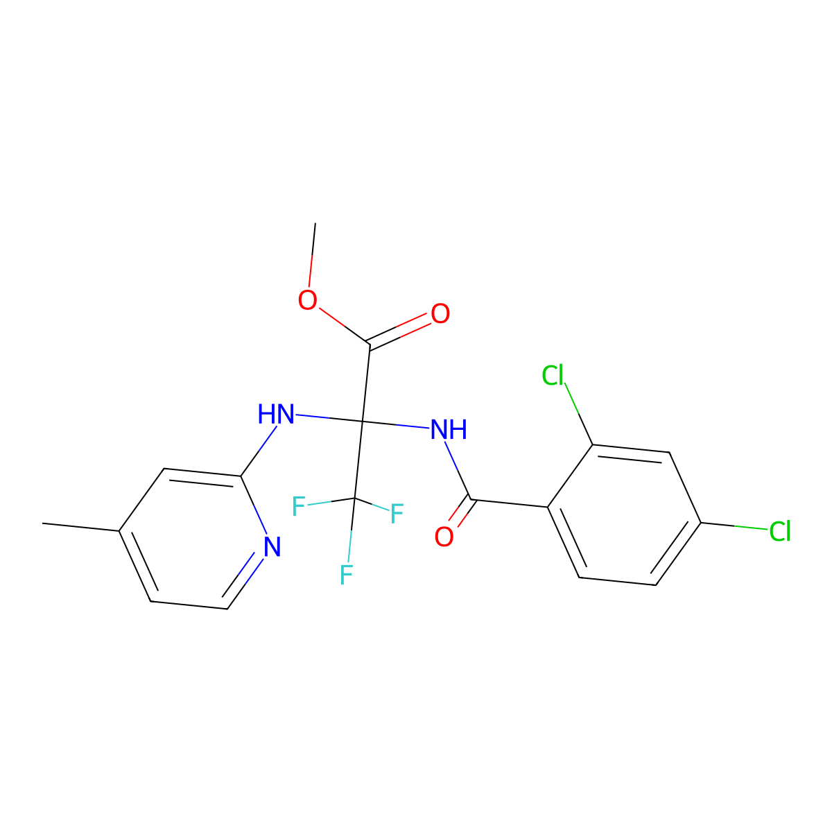 Methyl 2-[(2,4-dichlorobenzoyl)amino]-3,3,3-trifluoro-2-[(4-methylpyridin-2-yl)amino]propanoate molecular structure, CAS 440112-03-8