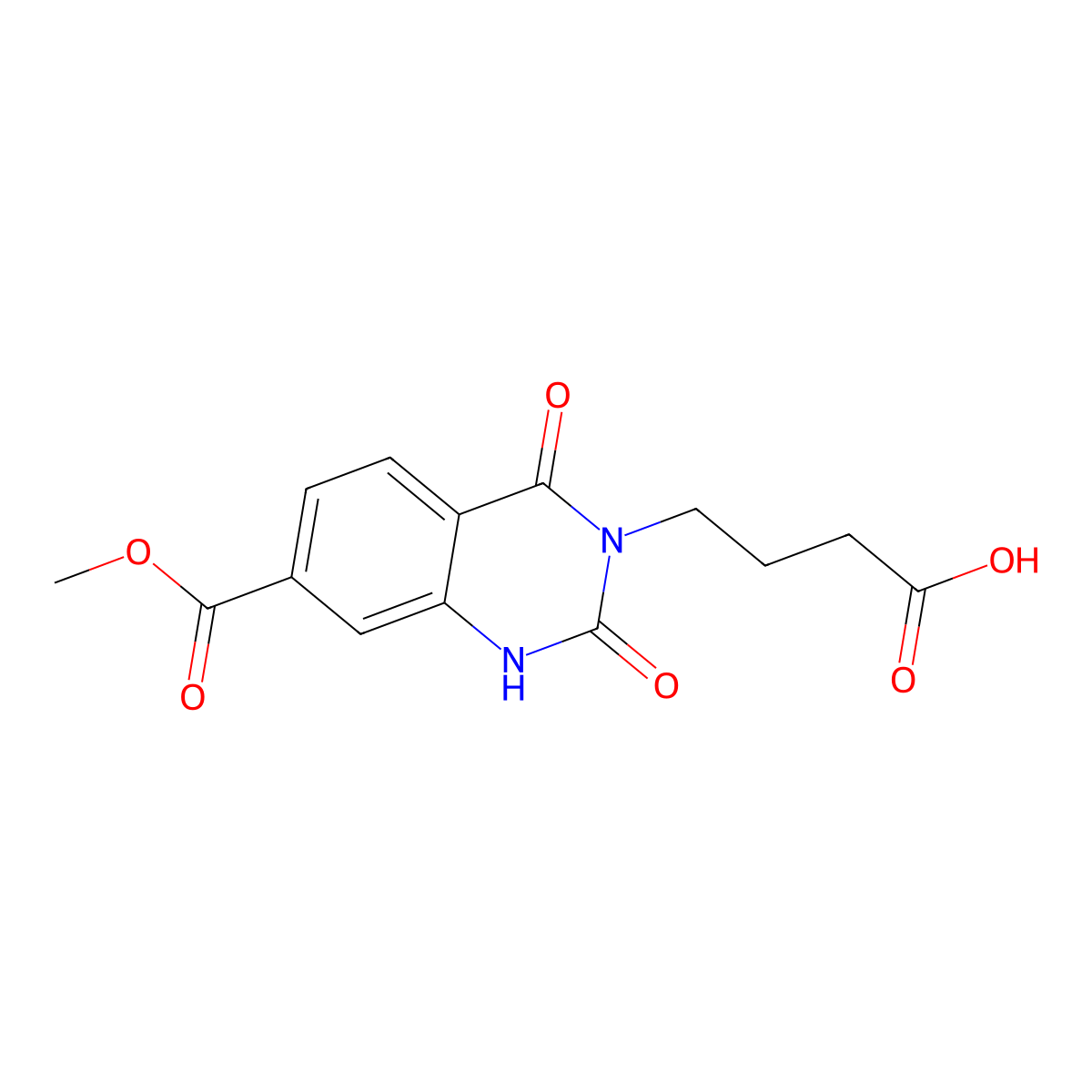 4-[7-(methoxycarbonyl)-2,4-dioxo-1,4-dihydroquinazolin-3(2H)-yl]butanoic acid molecular structure, CAS 440119-23-3