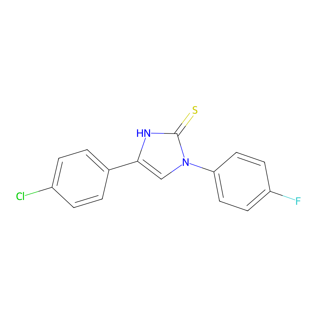 4-(4-Chloro-phenyl)-1-(4-fluoro-phenyl)-1H-imidazole-2-thiol molecular structure, CAS 440119-35-7