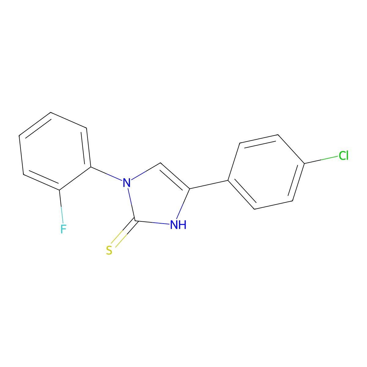 4-(4-Chloro-phenyl)-1-(2-fluoro-phenyl)-1H-imidazole-2-thiol molecular structure, CAS 440119-36-8