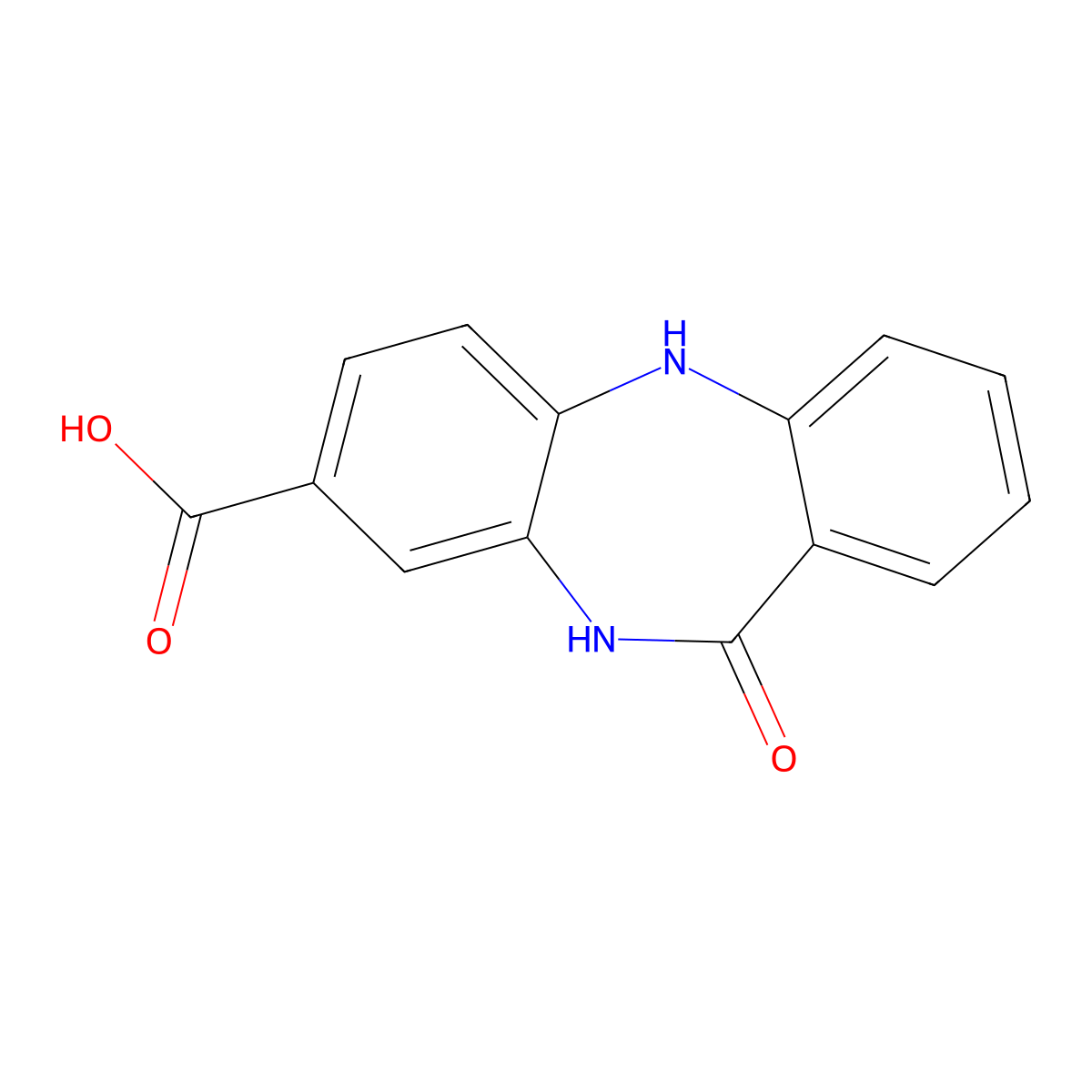 11-Oxo-10,11-dihydro-5h-dibenzo[b,e][1,4]diazepine-8-carboxylic acid molecular structure, CAS 440120-29-6