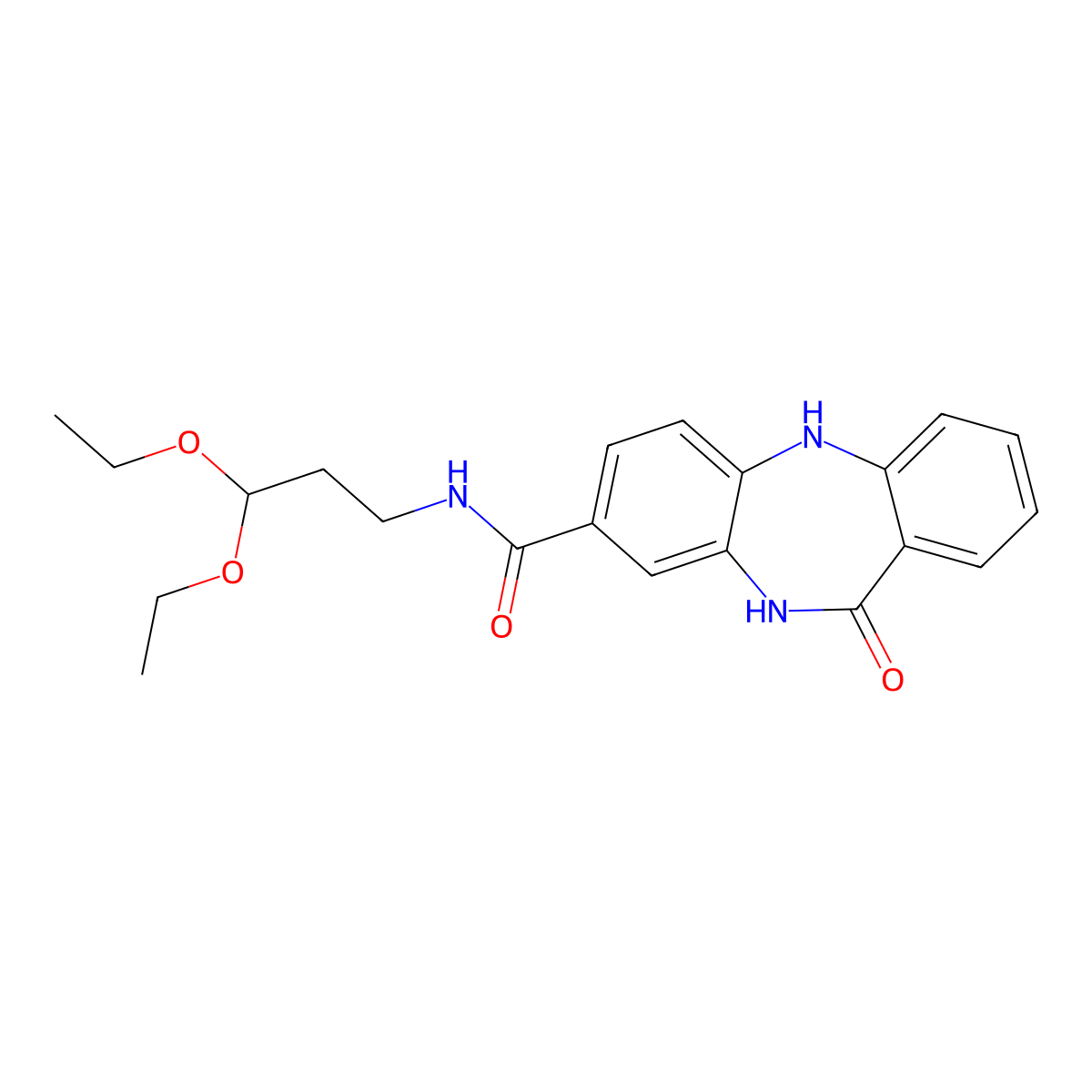 N-(3,3-diethoxypropyl)-10-oxo-2,9-diazatricyclo[9.4.0.0^{3,8}]pentadeca-1(11),3(8),4,6,12,14-hexaene-6-carboxamide molecular structure, CAS 440120-40-1