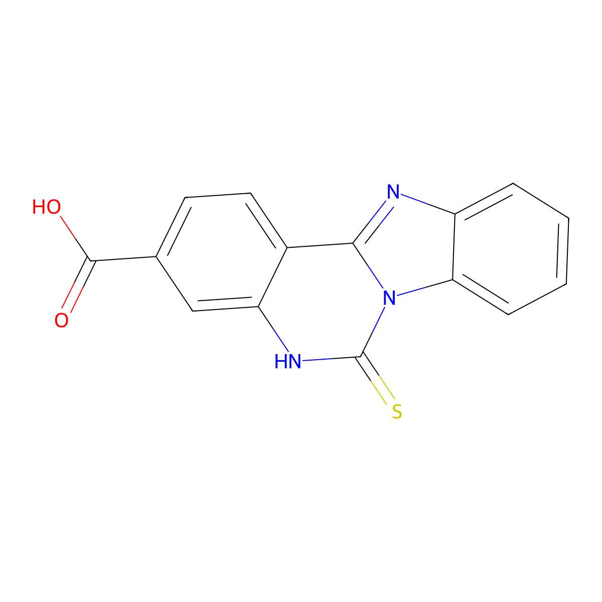 6-sulfanylidene-5H-benzimidazolo[1,2-c]quinazoline-3-carboxylic acid molecular structure, CAS 440121-04-0