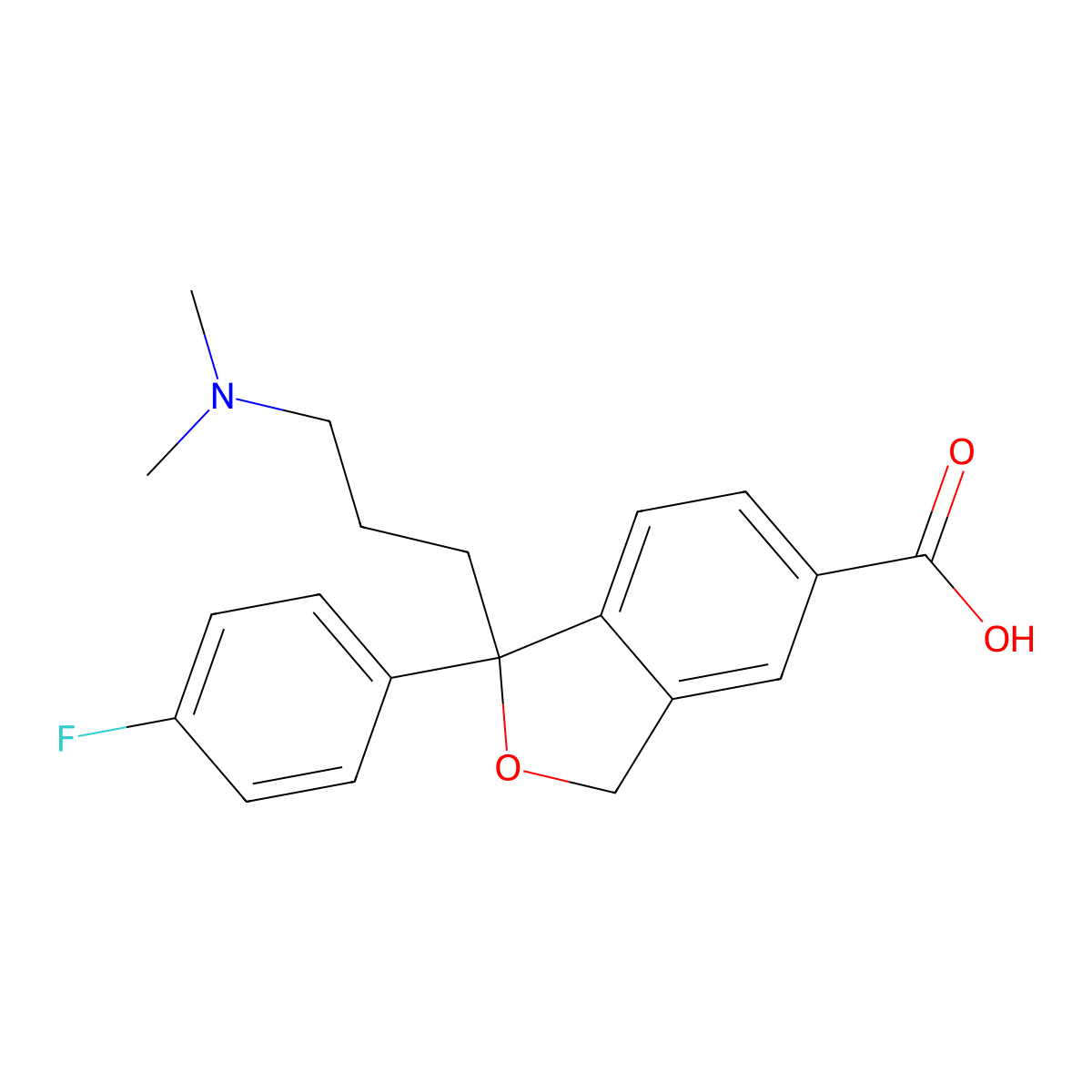 1-(3-(dimethylamino)propyl)-1-(4-fluorophenyl)-1,3-dihydro-5-Isobenzofurancarboxylic acid molecular structure, CAS 440121-09-5