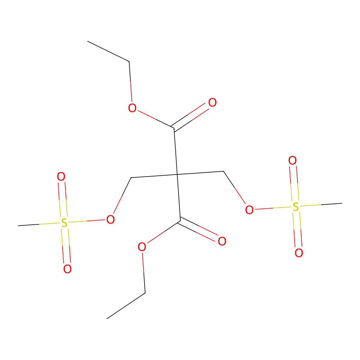 Diethyl 2,2-bis(methylsulfonyloxymethyl)propanedioate molecular structure, CAS 440125-03-1