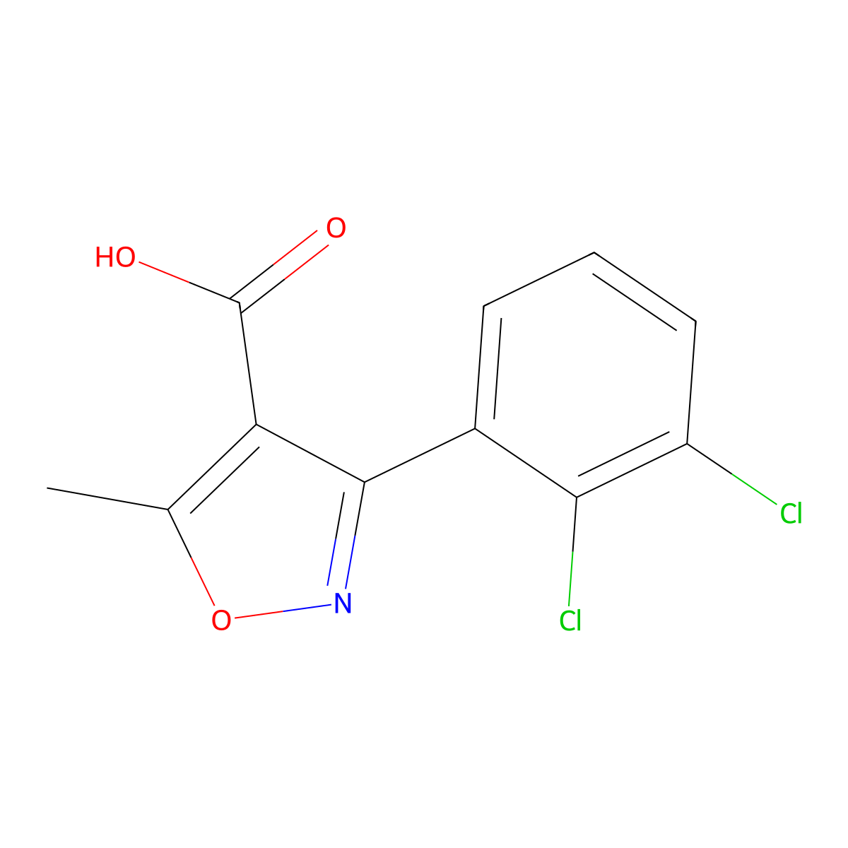 3-(2,3-Dichlorophenyl)-5-methyl-1,2-oxazole-4-carboxylic acid molecular structure, CAS 4402-75-9