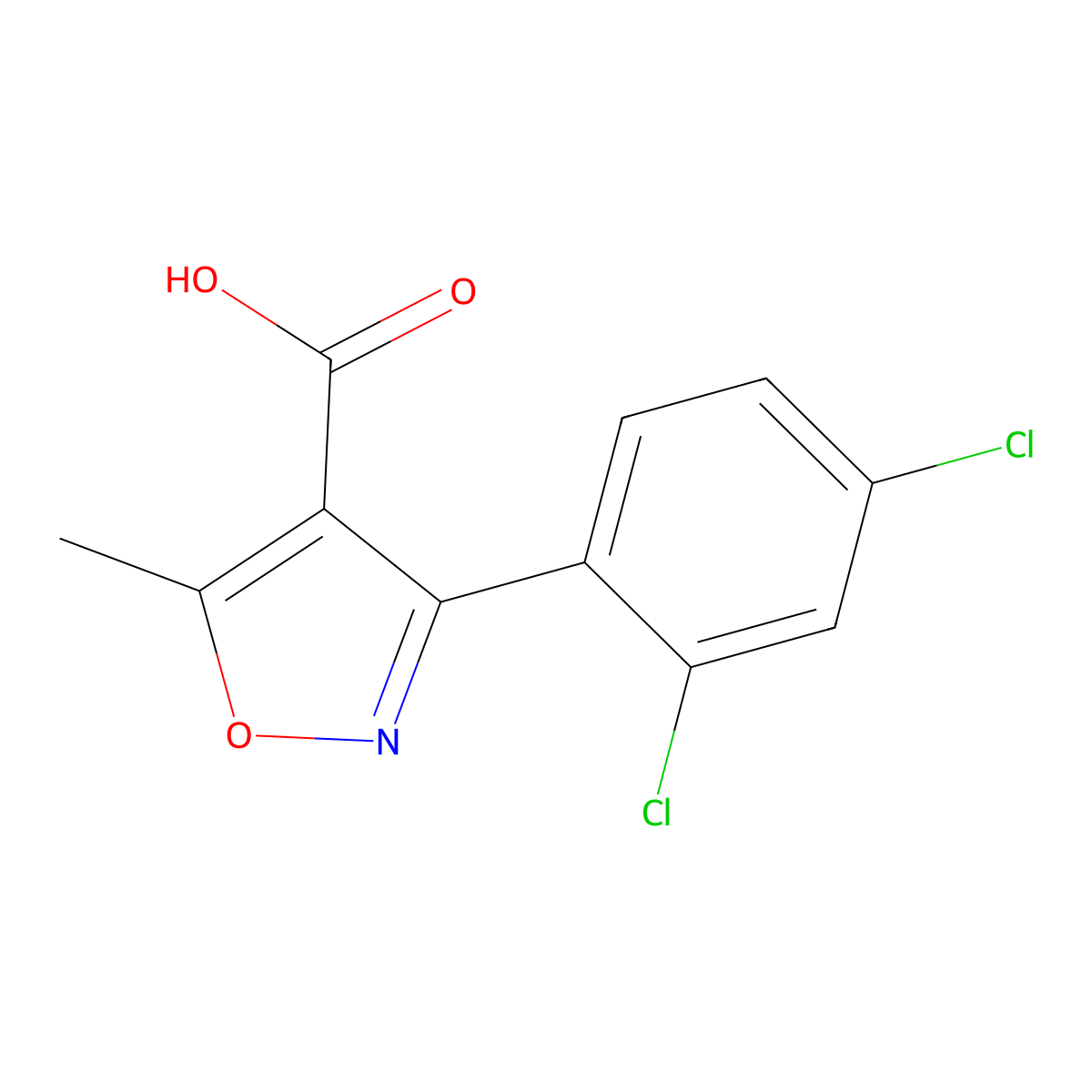 3-(2,4-Dichlorophenyl)-5-methyl-1,2-oxazole-4-carboxylic acid molecular structure, CAS 4402-78-2