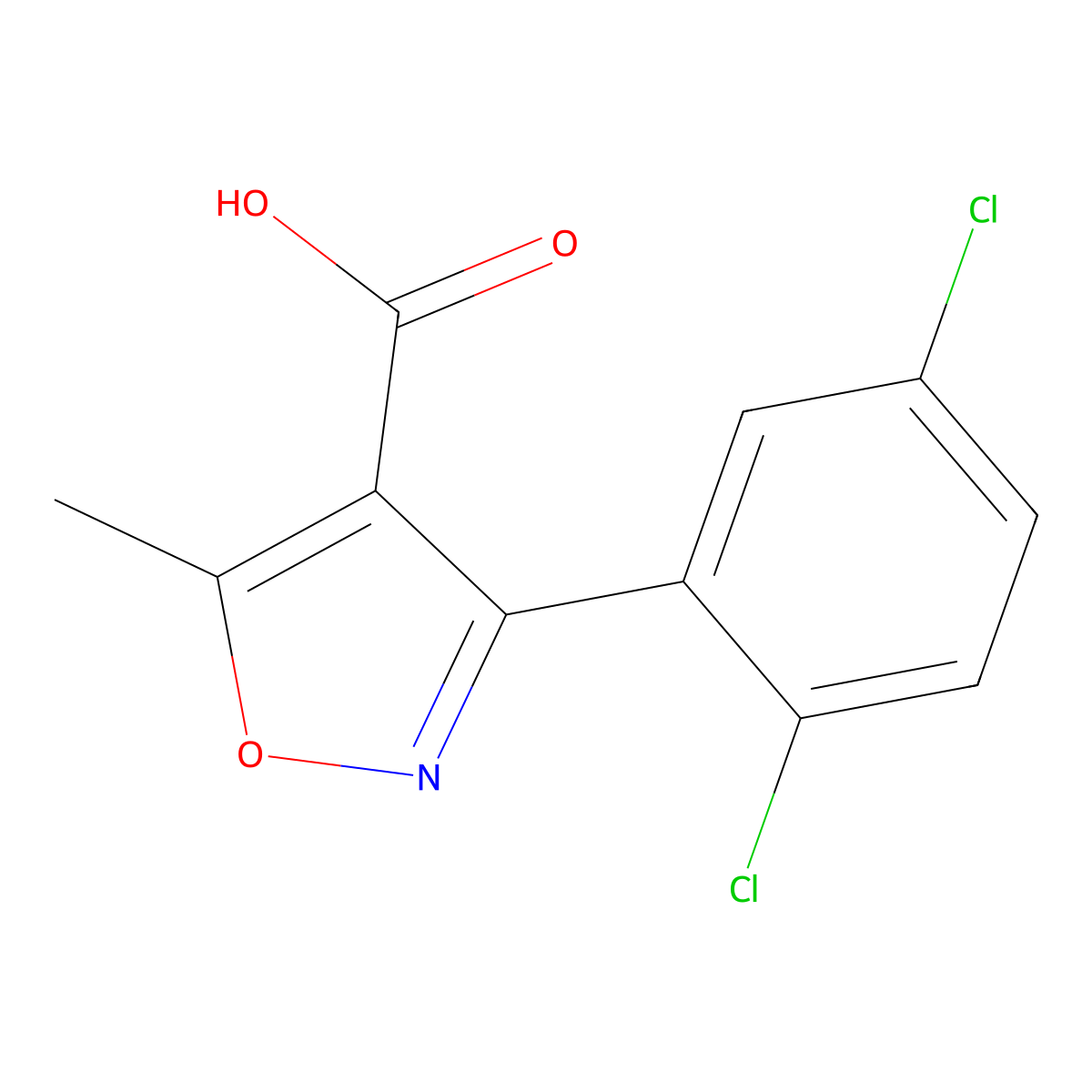 3-(2,5-Dichlorophenyl)-5-methylisoxazole-4-carboxylic acid molecular structure, CAS 4402-81-7